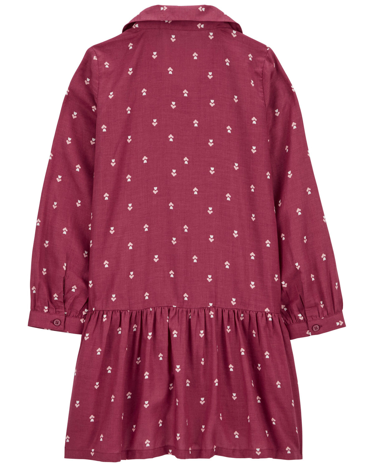 Kid Maroon Flower Print Dress - Carter