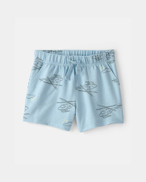 toddler boy helicopter french terry shorts - blue