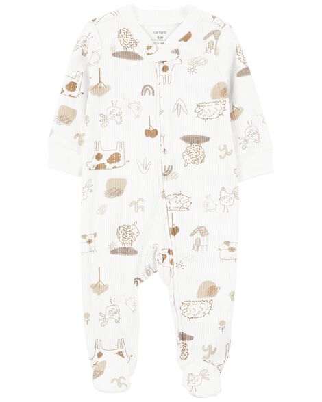  Product image 1 of Baby Animals 2-Way Zip Cotton Blend Sleep & Play Pajamas