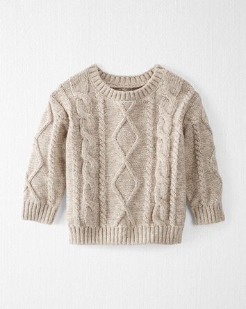 Baby Organic Cotton Cable Knit Sweater in Cream