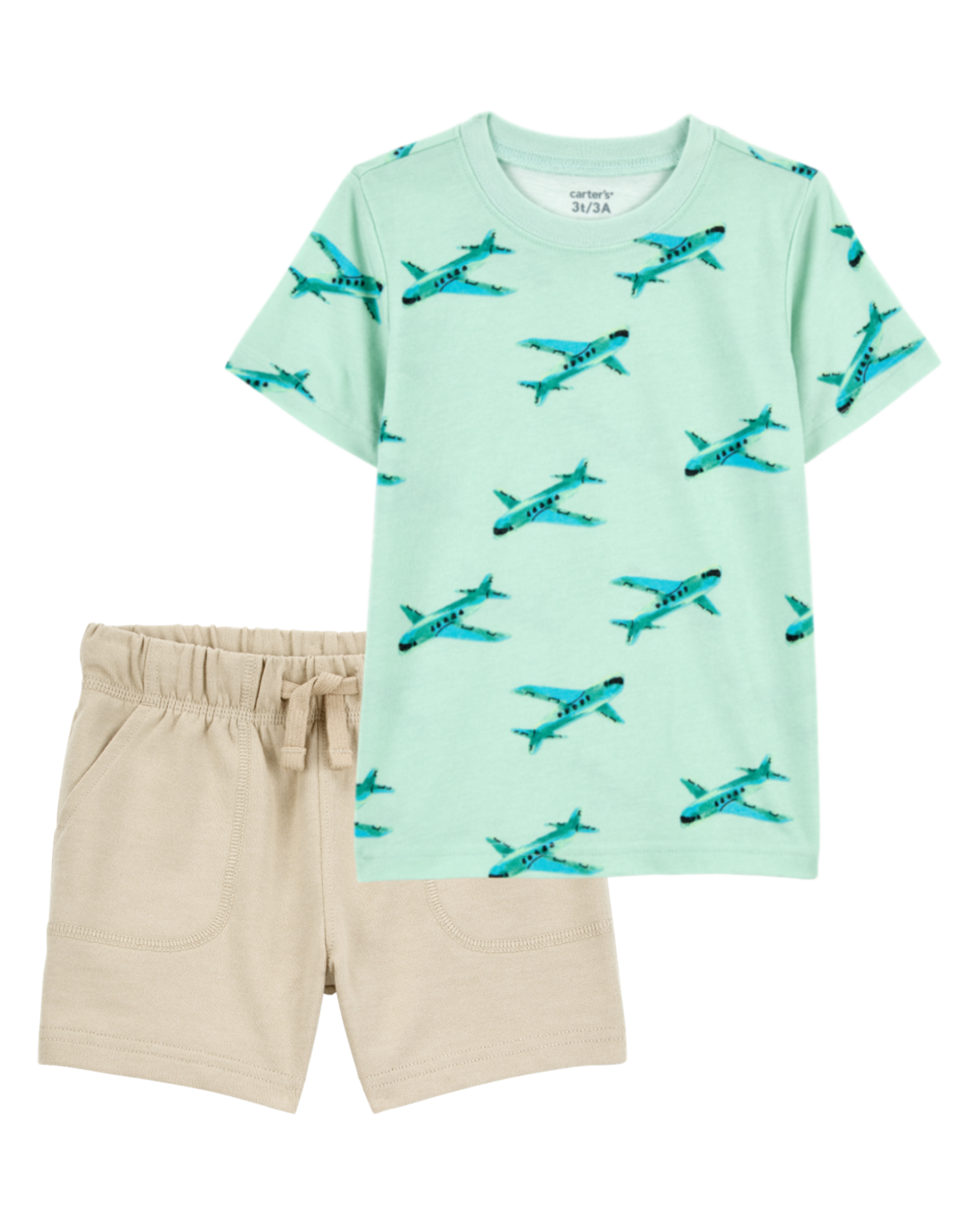 Baby 2-Piece Airplane Print Tee & French Terry Shorts Set
