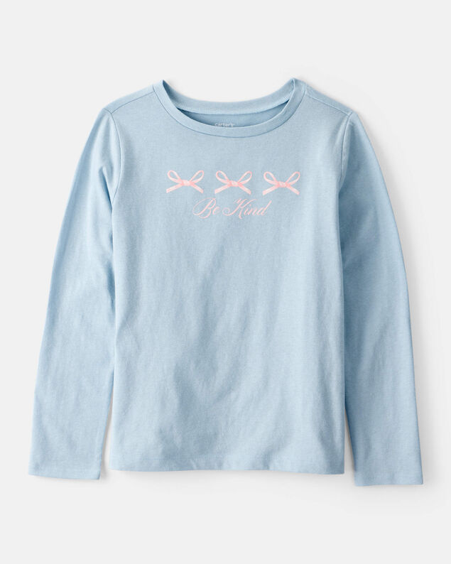 Product image 1 of Girls Bow Long-Sleeve Graphic Tee - Blue