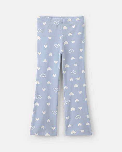 toddler girl heart pull-on stretch flare leggings - blue