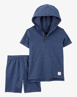 Product image 1 of Toddler 2-Piece Hooded Henley & Short Set - Navy