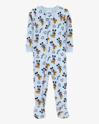 Product image 1 of Baby Disney© Mickey Mouse Snug Fit Cotton Footie 1-Piece Pajamas - Blue