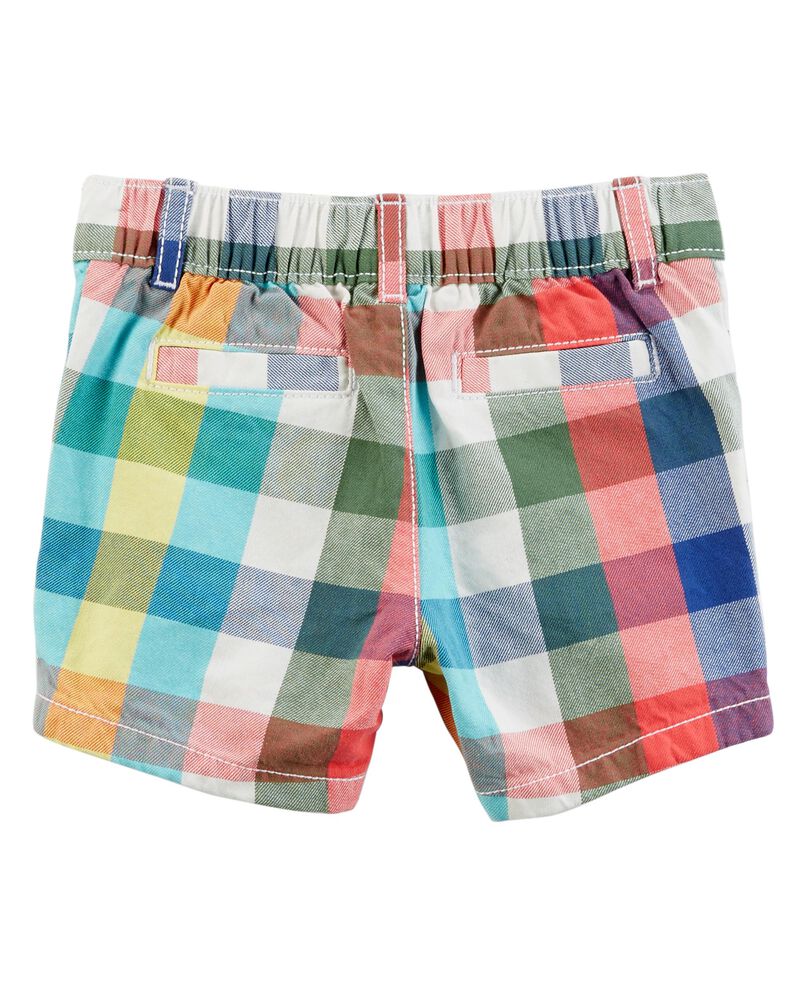 2Piece Chambray ButtonFront & Plaid Short Set