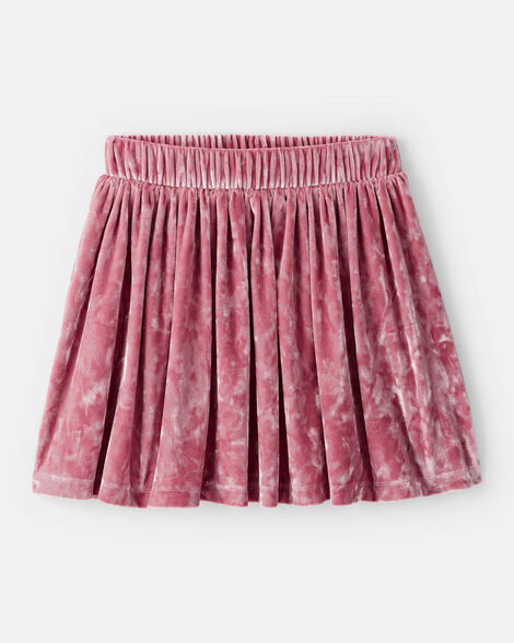 Girls Velour Skater Skirt - Pink