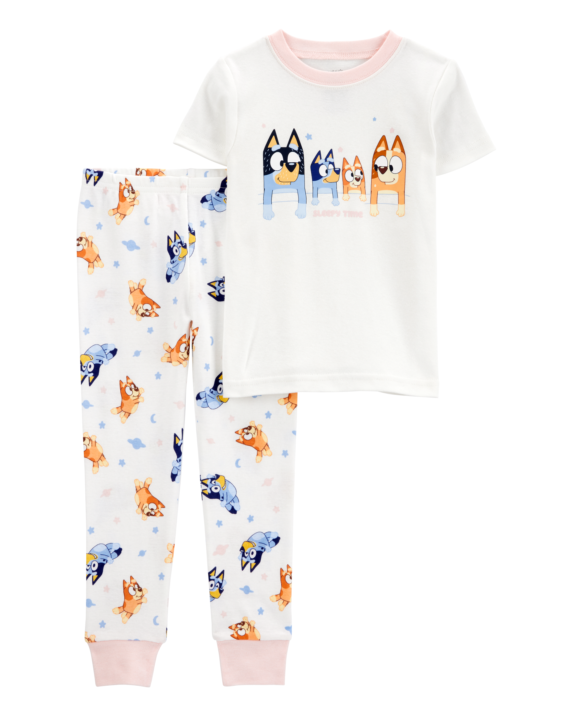 Toddler Bluey Snug Fit Cotton 2-Piece Pajamas - White