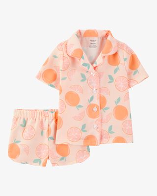 Product image 1 of Toddler Orange Print 2-Piece Pajamas - Pink