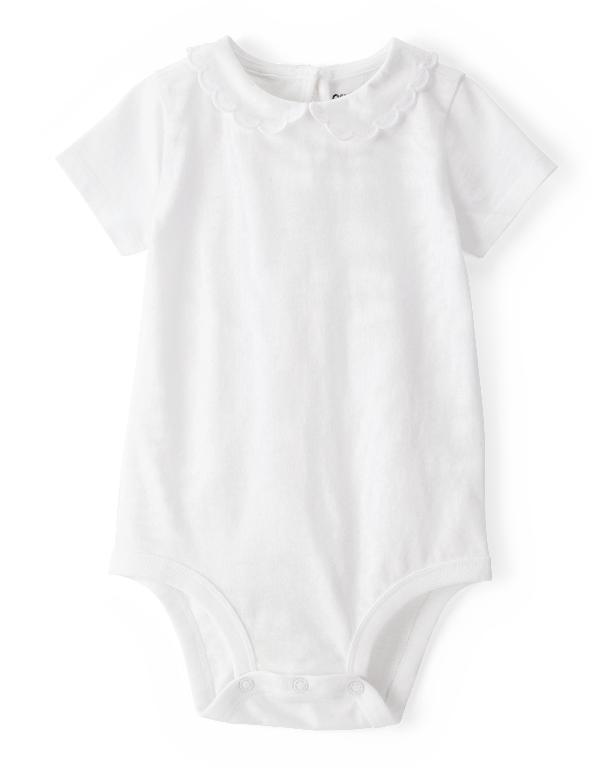 Baby Scalloped Collar Short-Sleeve Bodysuit - White