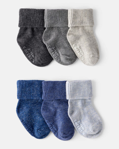 baby boy 6-pack ankle socks - blue