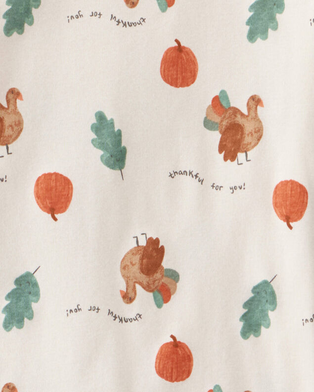 Product image 2 of Kid Thanksgiving Print 100% Cotton Long-Sleeve 2-Piece Pajamas - White
