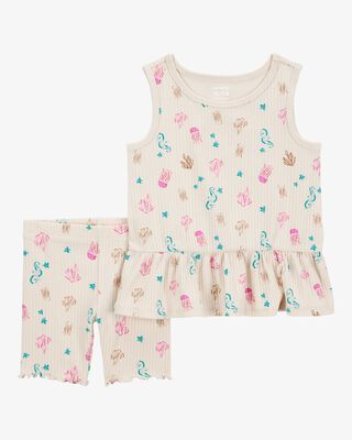 Product image 1 of Toddler 2-Piece Sea Creature Tank & Bike Short Set - Brown