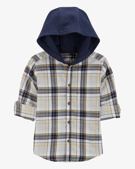  Product image 1 of Toddler Plaid Hooded Button-Down Shirt