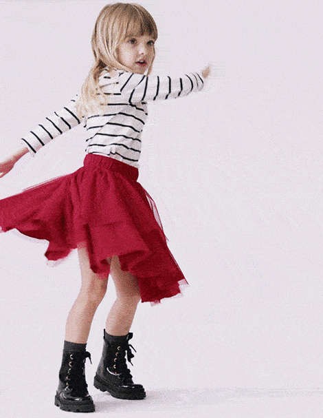 Toddler Girl Avenue Twirl™ Tiered Midi with Tulle - Red