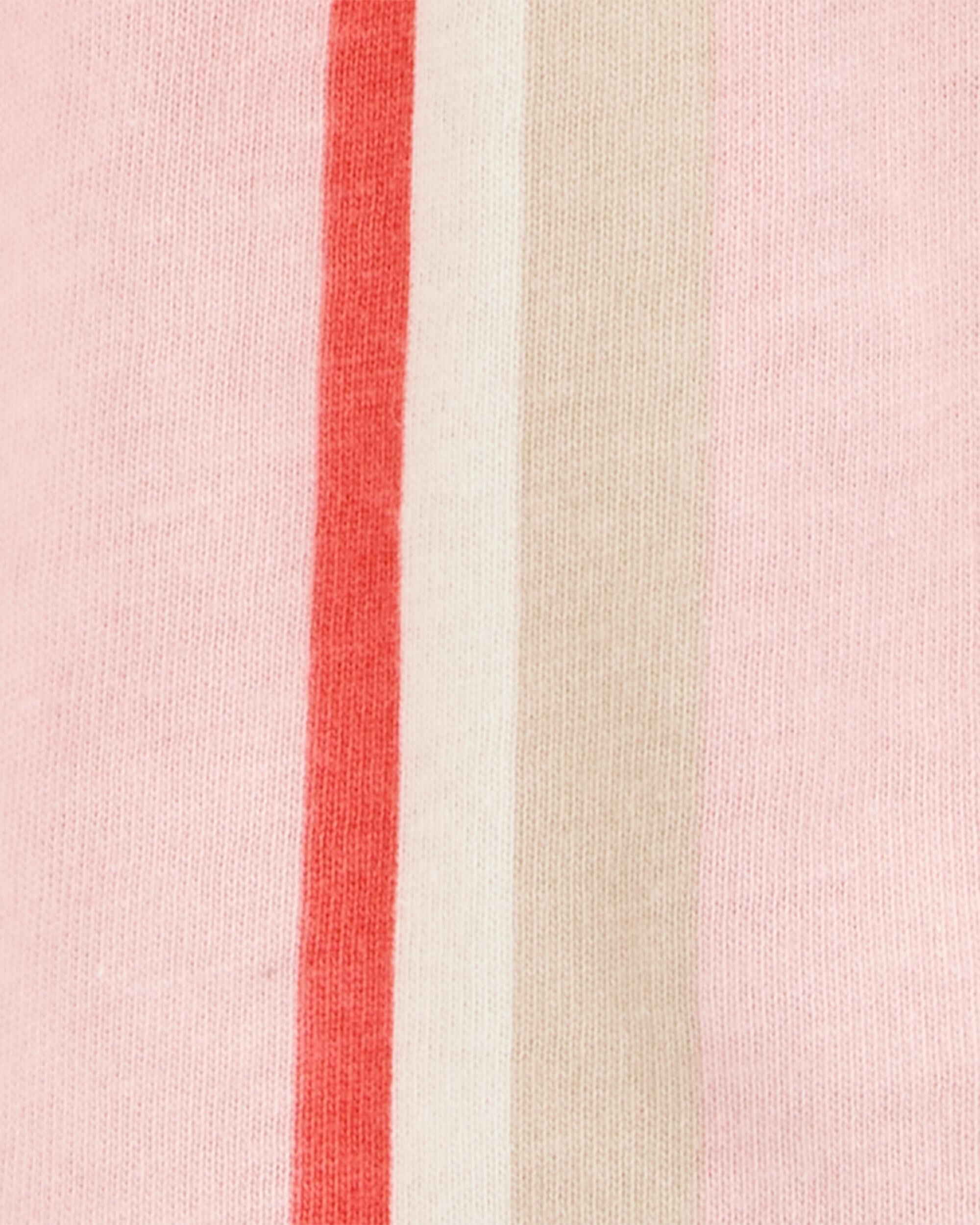 Baby Girl Striped Sleeveless Sunsuit - Pink