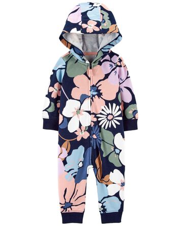 Baby Floral Hooded French Terry Jumpsuit