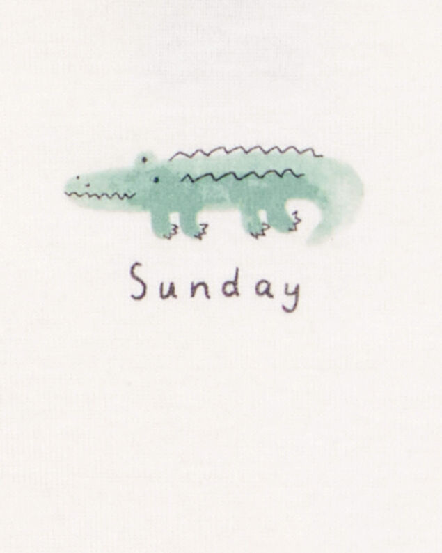 Product image 2 of Baby 7-Pack Days Of The Week Short-Sleeve Cotton Bodysuits - Ivory