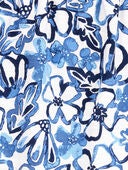 Blue - Baby Floral Short-Sleeve Linen Look-alike Fashion Top - Floral, Selected
