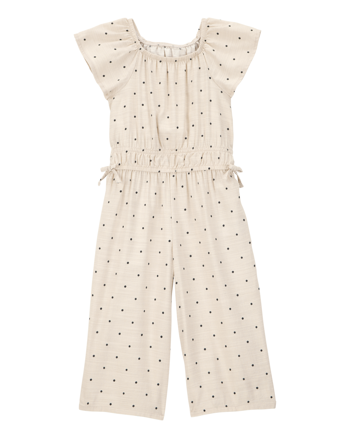Toddler Polka Dot Linen Look-Alike Short-Sleeve Jumpsuit