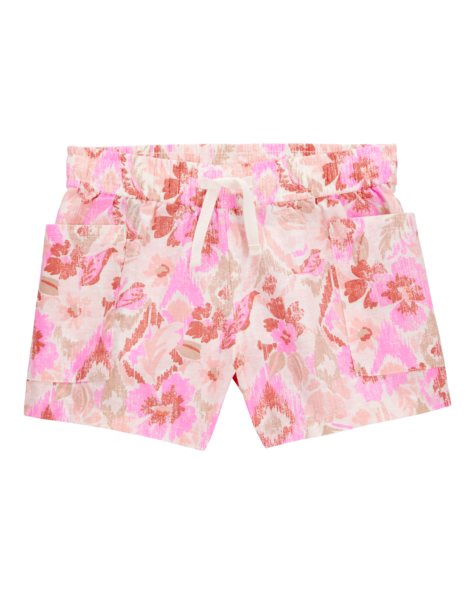 Baby Floral Print Drawstring Shorts - Pink