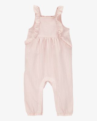 Product image 1 of Baby Striped Seersucker Jumpsuit - Pink