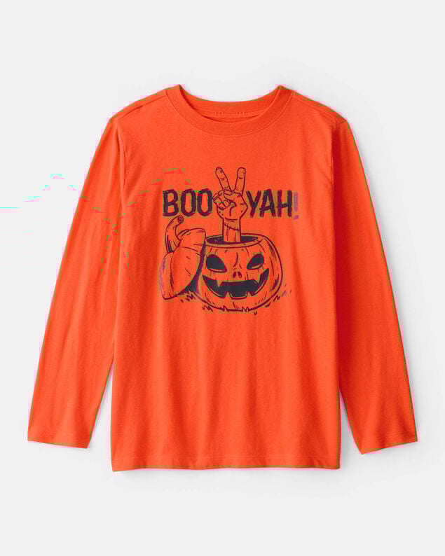 Product image 1 of Boys Halloween Boo Yah Long-Sleeve Graphic Tee - Orange