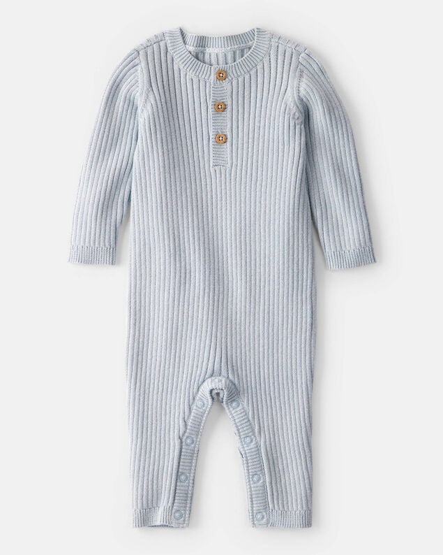 Product image 1 of Baby Boy Ribbed Cotton Jumpsuit - Blue