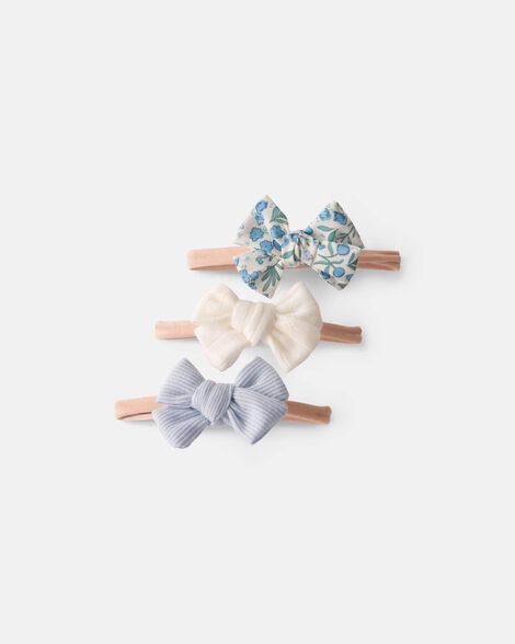 baby girl 3-pack bow headbands - blue