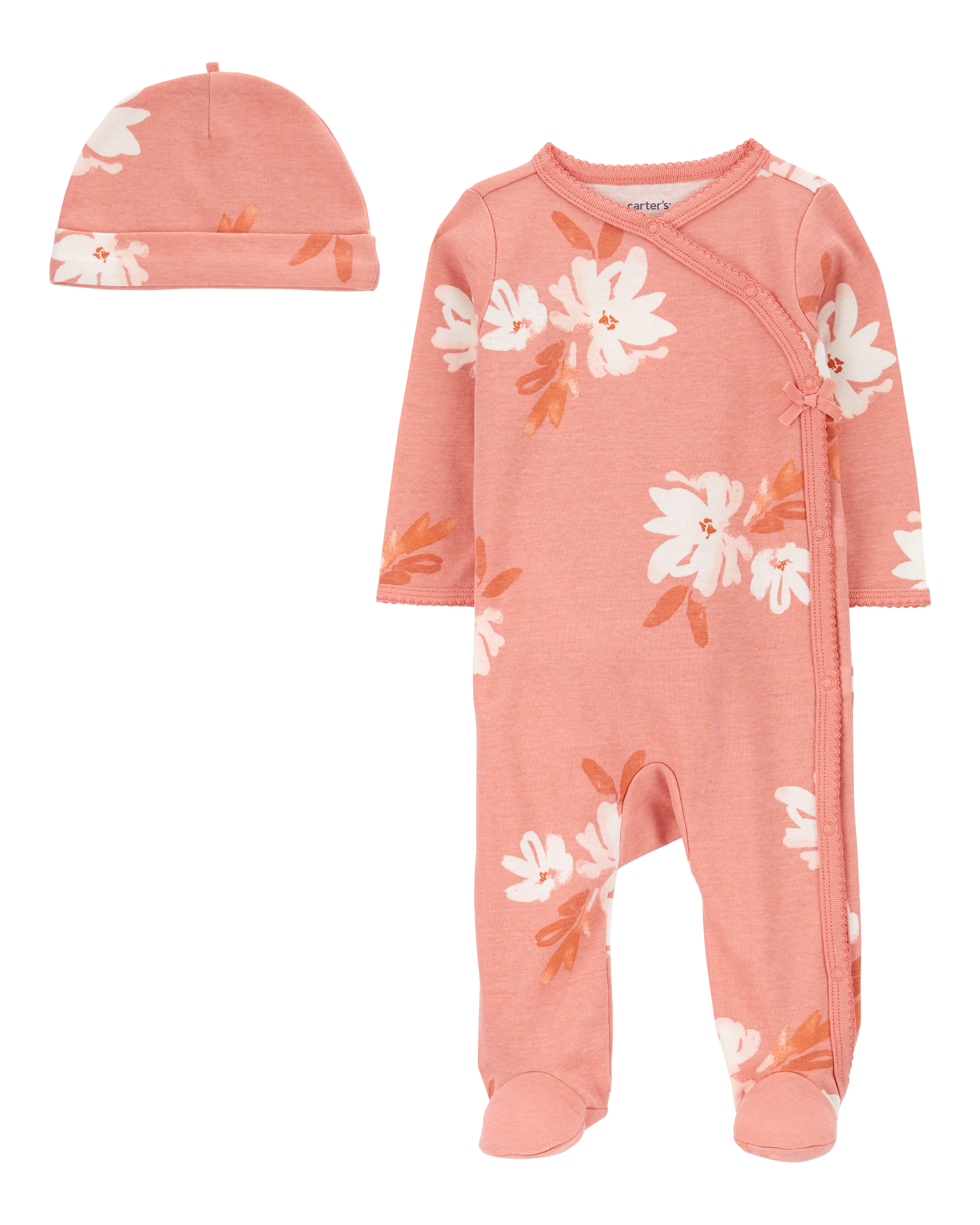 Baby 2-Piece Floral Sleep & Play Pajamas Cap Set