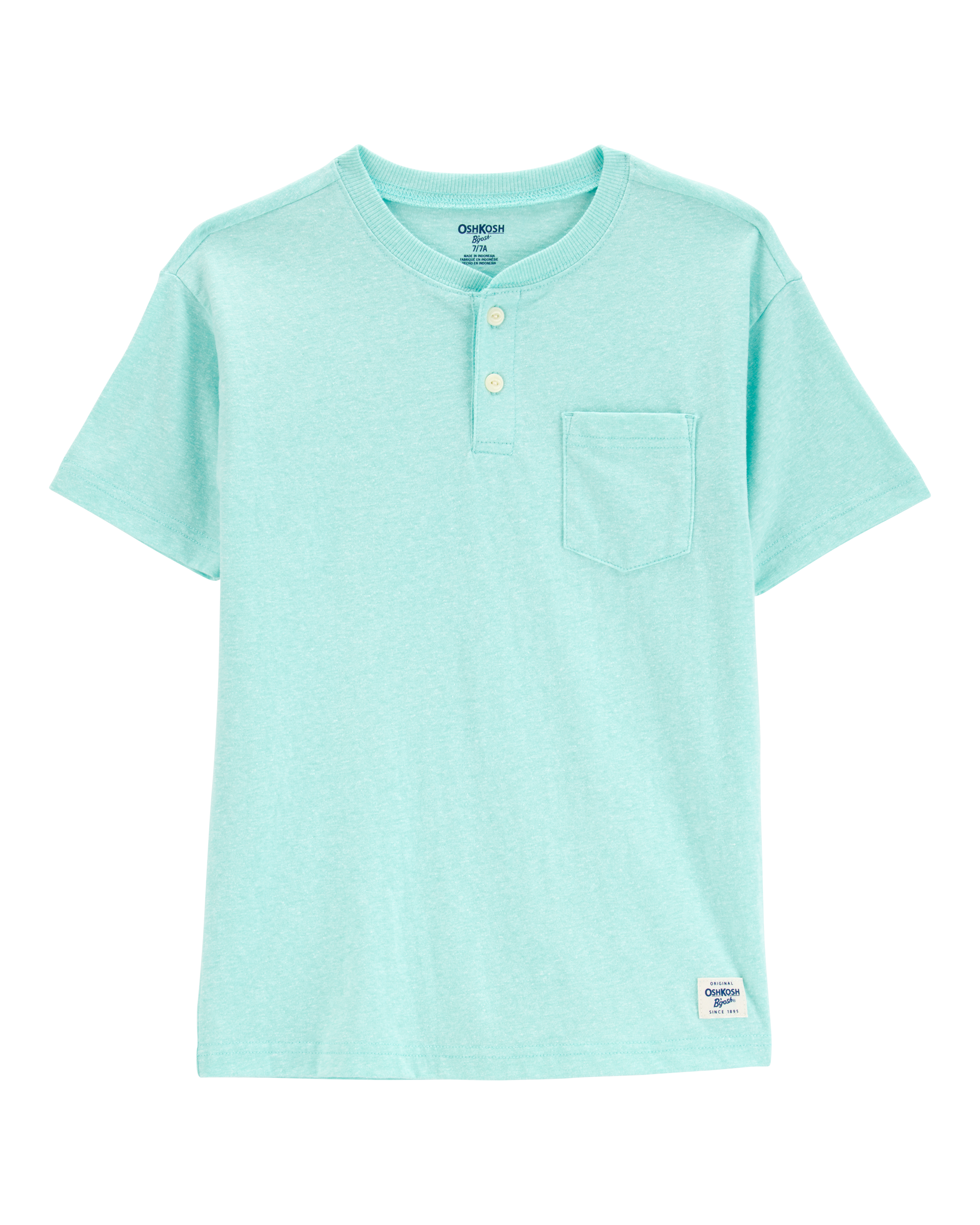 Kid Pocket Henley Tee - Turquoise
