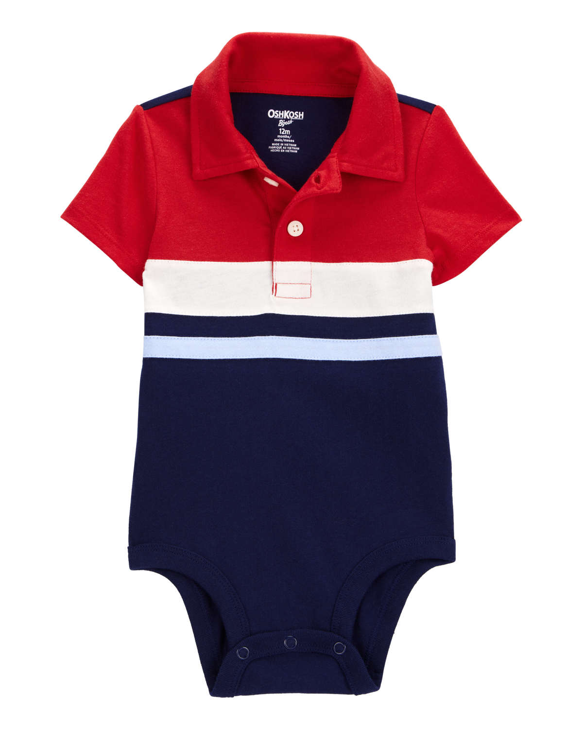 Baby 2-Piece Striped Polo Bodysuit & Flag Print Shortalls