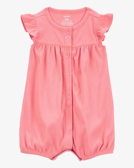  Product image 1 of Baby Cotton Rib Short-Sleeve Romper - Pink