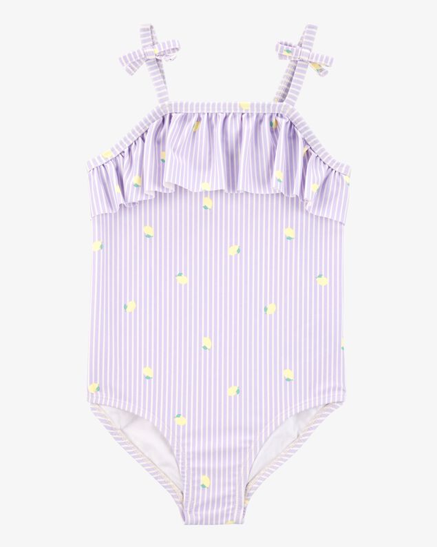 Product image 1 of Toddler Girl 1-Piece Striped Lemon Swimsuit - Purple