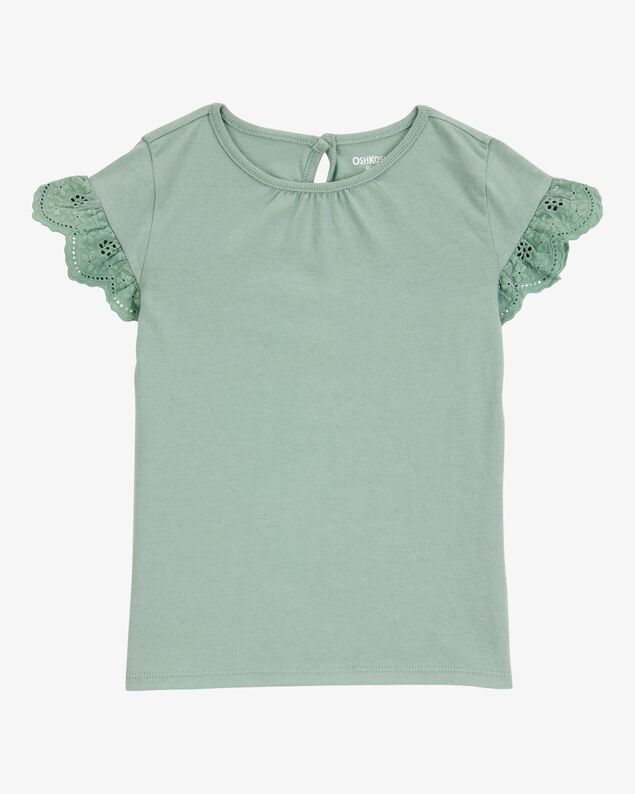 Product image 1 of Toddler Flutter Sleeves Short-Sleeve Fashion Top - Green