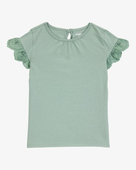Product image 1 of Toddler Flutter Sleeves Short-Sleeve Fashion Top - Green