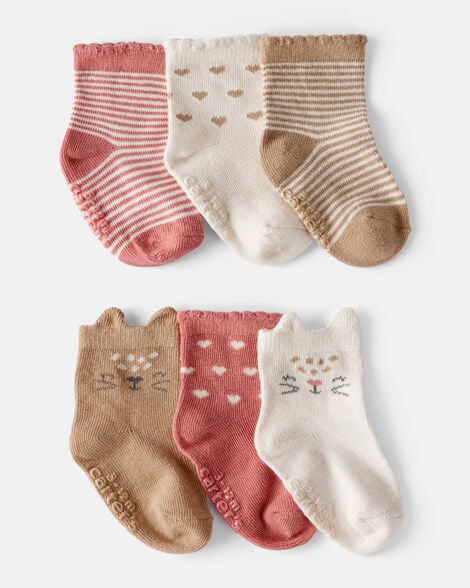  Product image 1 of Baby Girl 6-Pack Cat Ankle Socks
