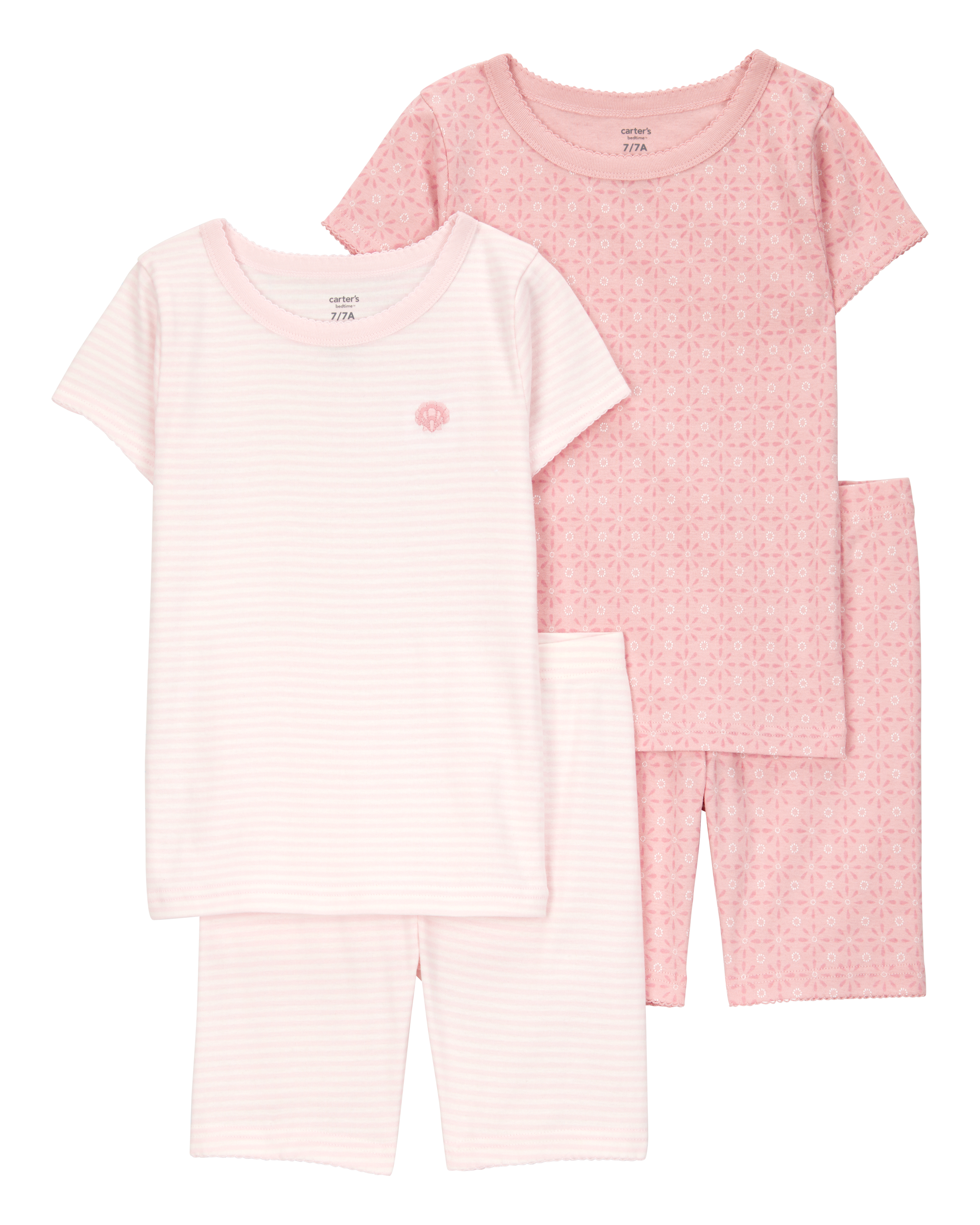 Kid Shell Print Snug Fit Cotton 4-Piece Pajamas