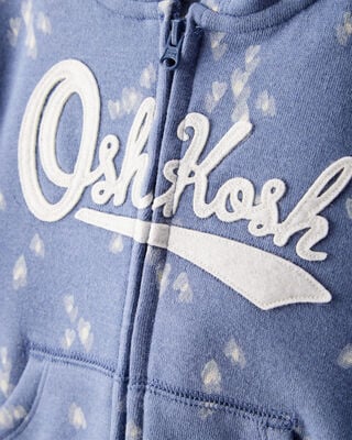 Product image 2 of Baby Heart Print OshKosh French Terry Logo Zip Jacket - Blue