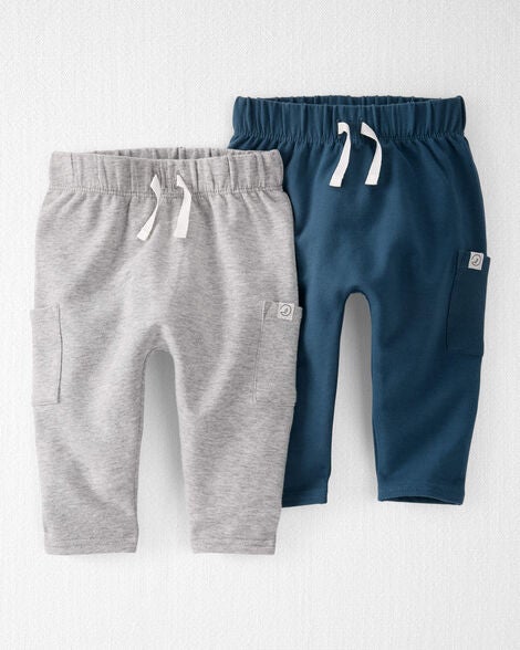  Product image 1 of Baby 2-Pack Organic Cotton Pants in Heather Grey & Deep Teal