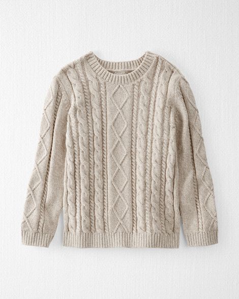 Product image 1 of Kid Organic Cotton Cable Knit Sweater in Toasted Wheat