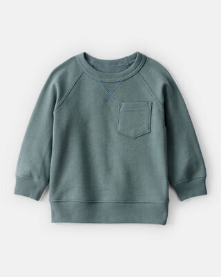 Product image 1 of Baby Boy Solid Fleece Long-Sleeve Sweatshirt - Green