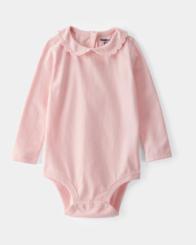 Product image 1 of Baby Scalloped Collar Long-Sleeve Bodysuit - Pink