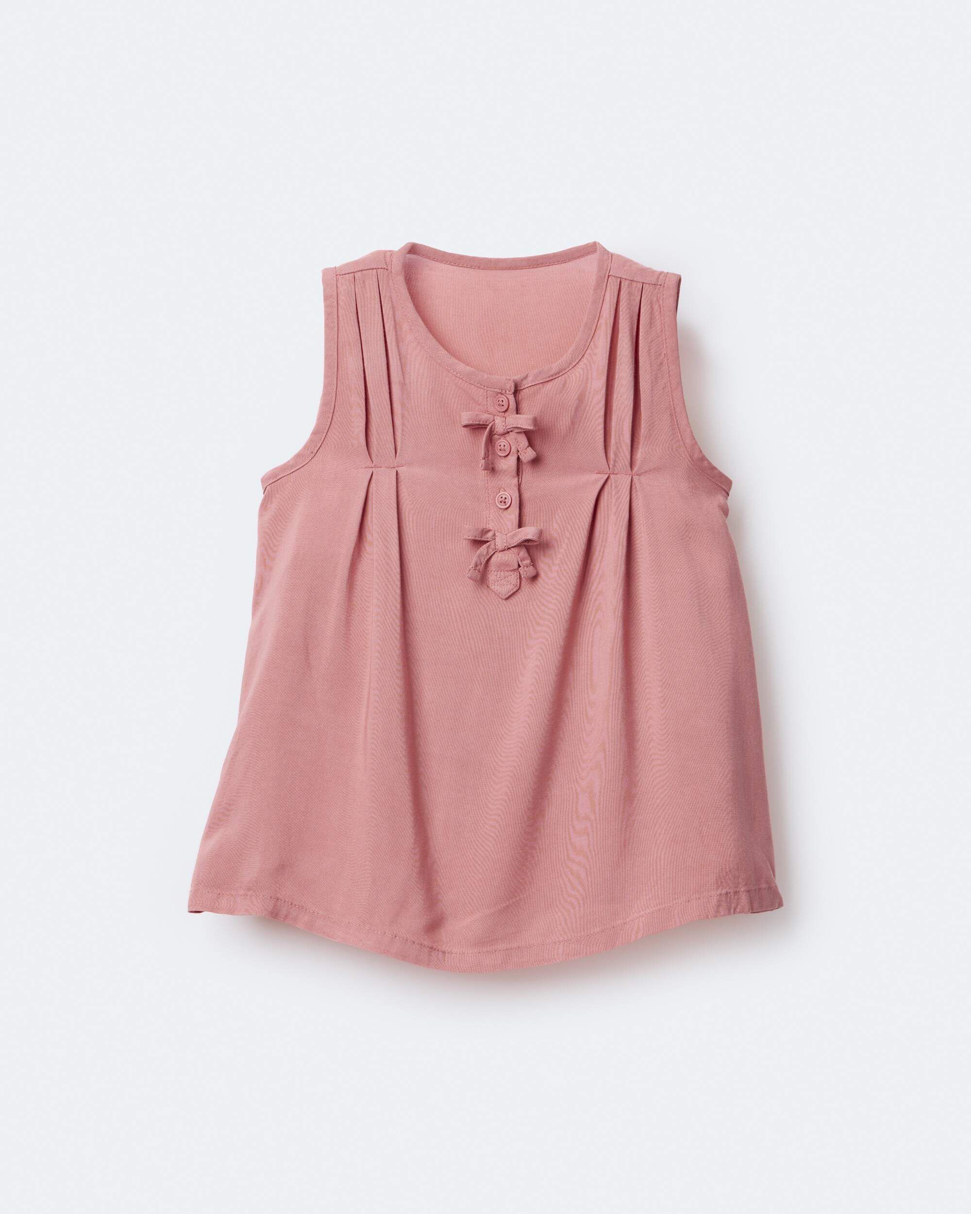 Toddler Girl Sleeveless Bow Top - Pink