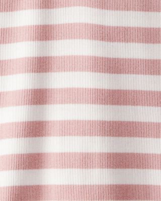 Product image 2 of Kid Ribbed Henley Striped Short-Sleeve Shirt - Pink