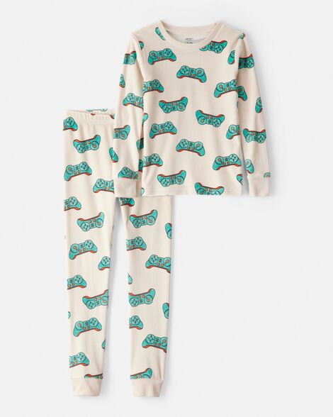boys gamer dreamplush snug fit 2-piece pajamas - beige