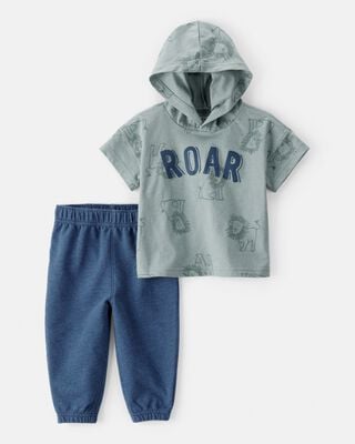 Product image 1 of Baby 2-Piece Roar Dinosaur Hooded Tee & Jogger Pant Set