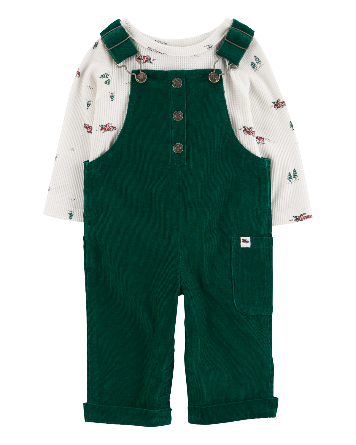 Carter's 2pc Baby Boy Green Animals Overall & Tee Set