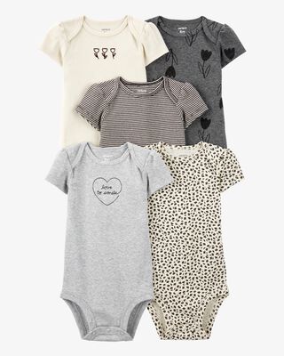 Product image 1 of Baby 5-Pack Floral Short-Sleeve Bodysuits