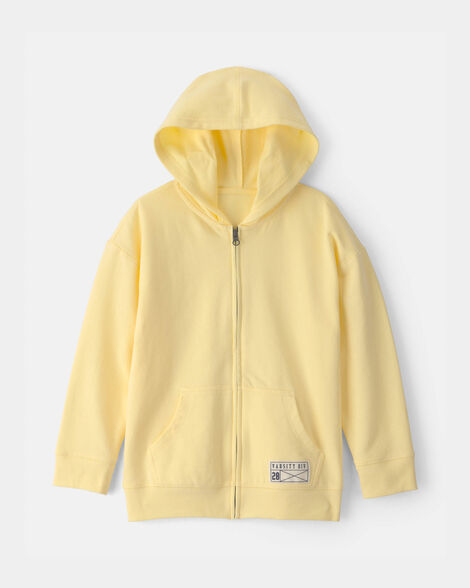 kids french terry zip-up hoodie - yellow